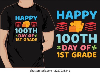 100 days of school colorful t shirt design vector