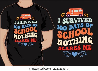 100 days of school colorful t shirt design vector