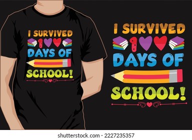 100 days of school colorful t shirt design vector