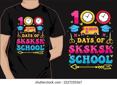 100 days of school colorful t shirt design vector