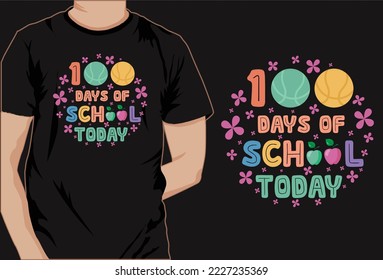 100 days of school colorful t shirt design vector
