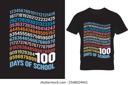 100 days of school design is trendy and typography lettering, print, vector, and illustration design.