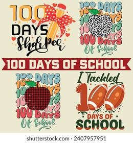 100 days of school Designs Bundle, Streetwear T-shirt Designs Artwork Set, Graffiti Vector Collection for Apparel and Clothing Print..
