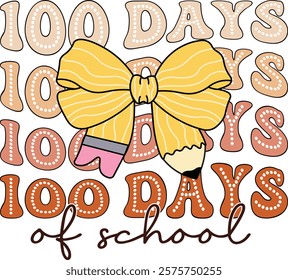 100 days of school Dotted Coquette bow