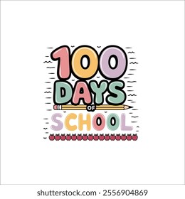 100 Days of School Graphic with Pastel Colors and School Icons
Rounded Typography for '100 Days of School' in Fun Colors
