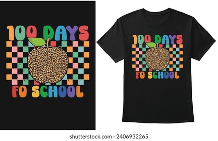 100 Days Of School, Happy back to school day shirt print template, typography design for kindergarten pre k preschool, last and first day of school, 100 days of school shirt, one apple vector.