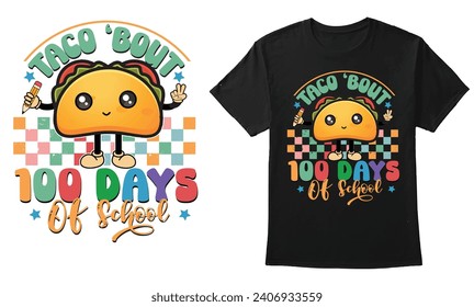 100 Days Of School, Happy back to school day shirt print template, typography design for kindergarten pre k preschool, last and first day of school, 100 days of school shirt, vintage style.