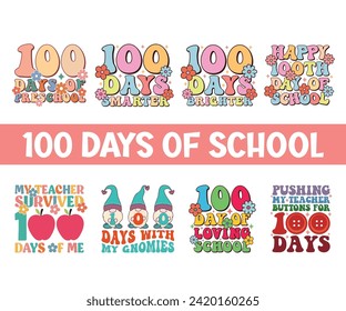 100 Días De Paquete De Retro Escolar, 100 Día De Camisa Escolar, Camiseta Retro 100 Escolar, Paquete De Camisas De Celebración Escolar, Paquete De Camisas De Maestros Retro 100 Días, Archivo Cortado Para Cricut Y Silhouette