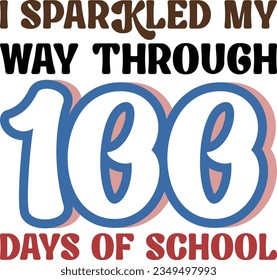 100 days of school retro svg design and eps file
