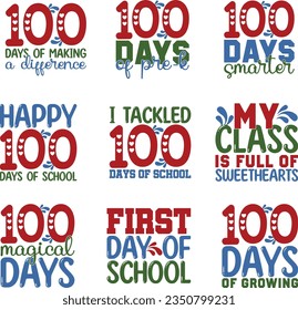 100 days of school retro svg design bundle and eps file