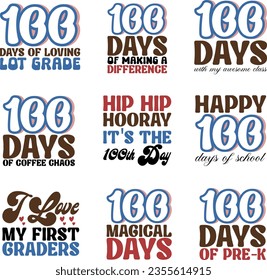 100 days of school retro svg design bundle and eps file