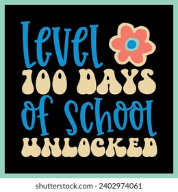 100 days of school retro type t-shirt design