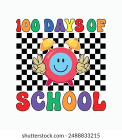 100 Days Of School Smile face funny 100 days of school t-shirt design