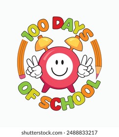 100 Days Of School Smile face funny 100 days of school t-shirt design