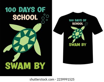 100 Days Of School Swam By Print-ready T-Shirt Design Vector Illustration