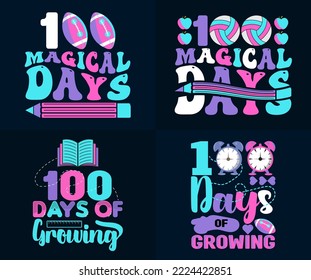 100 Days School T Shirt Design Bundle 