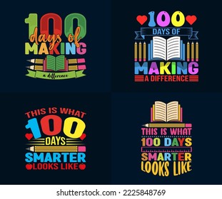 100 days of school t shirt Design Bundle, Unique And Colorful 100 days School T-Shirt Design Set