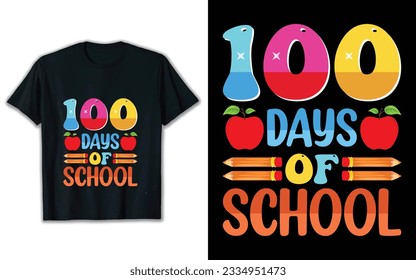 100 Tage Schul-T-Shirt-Design, Schulvektor, Bleistift-Vektorgrafik, T-Shirt-Design.