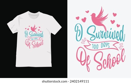 100 days of school t shirt design,T shirt print design with stationary items. T-shirt design with typography for tee print, apparel and clothing
