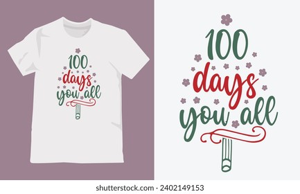 100 days of school t shirt design,T shirt print design with stationary items. T-shirt design with typography for tee print, apparel and clothing
