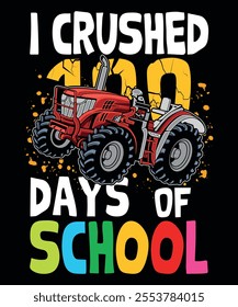 100 days of school t shirt design vector illustration