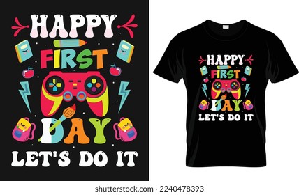 
100 days of school t-shirt Design, Unique And Colorful happy first day T-Shirt Design,  Congratulatory lettering for the celebration of the hundredth day of the student.