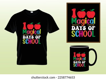 100 Days Of school T-Shirt Design, School T Shirt design, 100 days, School Lover T Shirt design