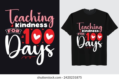 100 Days Of School T-Shirt Design, 100th-day school typography, Colourful T-Shirt Design for 100 Days of School Typography with Vector Elements for Kids kids t-shirt design 
