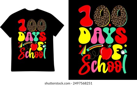 100 Days of School tshirt design illustration