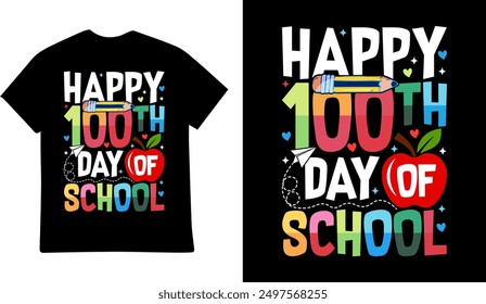 100 Days of School tshirt design illustration