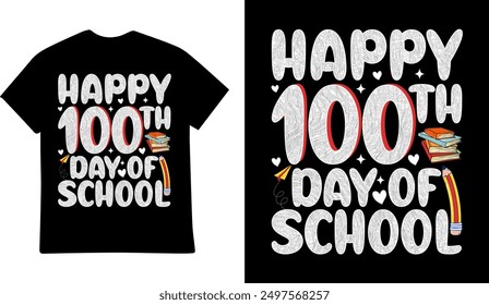 100 Days of School tshirt design illustration