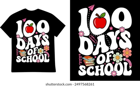 100 Days of School tshirt design illustration