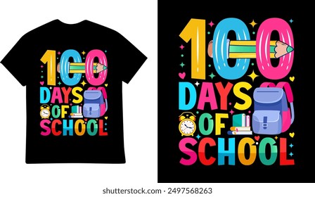 100 Days of School tshirt design illustration