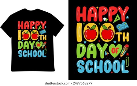 100 Days of School tshirt design illustration