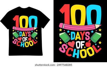 100 Days of School tshirt design illustration