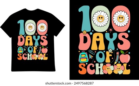 100 Days of School tshirt design illustration