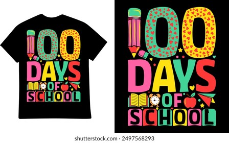 100 Days of School tshirt design illustration