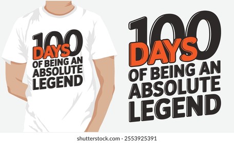 100 Days Of School T-Shirt Design, 100th-day school typography, Colorful T-Shirt Design for 100 Days of School Typography with Vector Elements for Kids kids