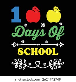 100 Days Of School. T-shirt Design. Vector Illustration.