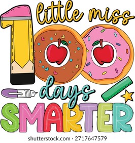 
100 días de diseño de camiseta escolar, Little Miss 100 días más inteligente