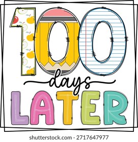 
100 días de diseño de camiseta escolar, 100 días después