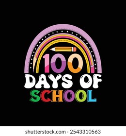 100 días de escuela, camiseta, diseño de camiseta de tipografía, camisetas escolares para niños, camiseta escolar divertida, maestro 100 días de atuendo escolar, celebración de 100 días, archivos para Cricut, camiseta estudiantil de 100 días