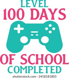 100 Days of School typography design on plain white transparent isolated background for card, shirt, hoodie, sweatshirt, apparel, tag, mug, icon, poster or badge