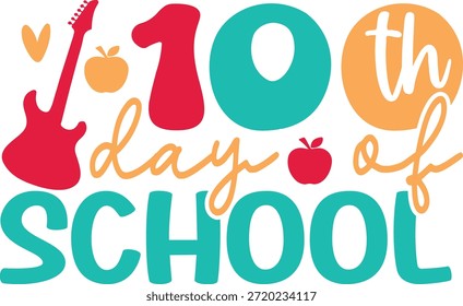100 días de diseño de tipografía de la escuela sobre fondo aislado transparente blanco liso para tarjeta, camisa, sudadera con capucha, sudadera, ropa, etiqueta, taza, icono, póster o insignia