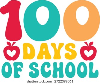 100 Dias de Projeto de tipografia de escola em branco plano fundo isolado transparente para cartão, camisa, capuz, moletom, vestuário, tag, caneca, ícone, cartaz ou distintivo
