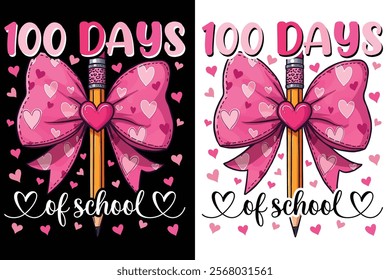 100 Days Of School Typography Print Design