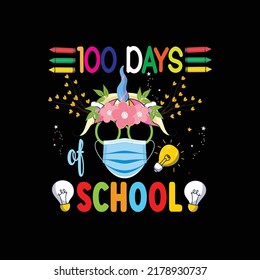 100 days school typography t shirt design vector