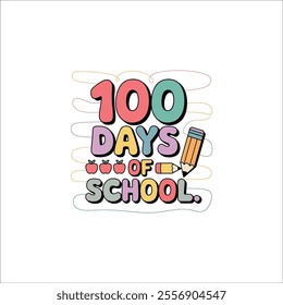 100 Days of School Typography with School Themed Graphics
Playful 100 Days of School Design for Kids and Teachers
Cute School-Themed '100 Days of School' Design