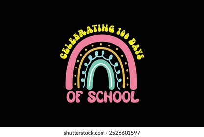 100 Days Of School Typography T-Shirt Design vector graphic 
template,