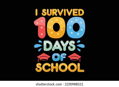 100 days of school vector t shirt art for print on demand